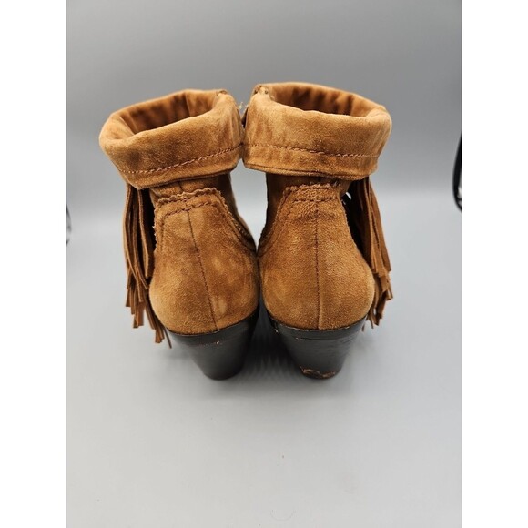 Sam Edelman Boots Womens 8.5 Brown Louie Suede Fringe Zip Ankle Western - Picture 4 of 12